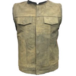 Club Vest with Snap/ zip, Brown Club Split