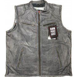 Men’s Vintage Distressed GREY Zipper Front Vest