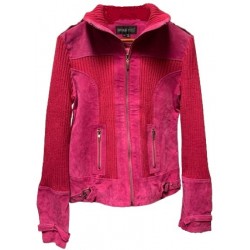 Ladies Suede and Knit Pink Light Jacket