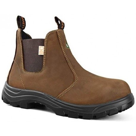 Tiger Men s Safety Boots Steel Toe CSA Lightweight Slip On Leather Work Boots 5925 Brown Leather King KingsPowerSports