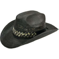 Black Unisex Straw Western Hat 17019