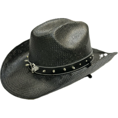 Western Hat, Natural Straw with Brown Highlights