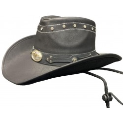 Western Hat Black Faux Leather Material LK-C1199