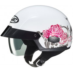 HJC's "IS-Cruiser Fior" - White Half Helmet (with Rose)