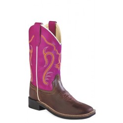 OLD WEST Brown Canyon Foot/Dark Pink Boot - Youth