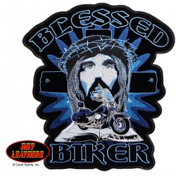 BLESSED BIKER Patch blue