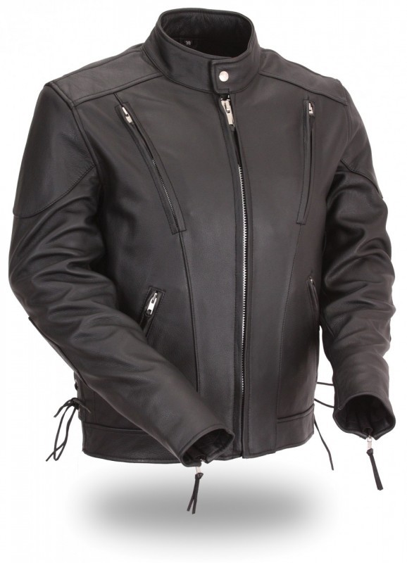 Leather cruiser motorcycle on sale jacket