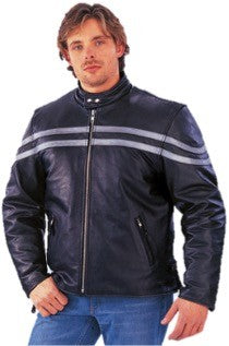 Unisex PREMIUM Leather Jacket with silver stripe