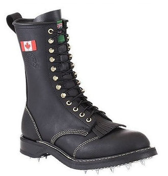Canada West 14366 Plain-Toe Calk Logger Sole Black Loggertan Lace Work Boots