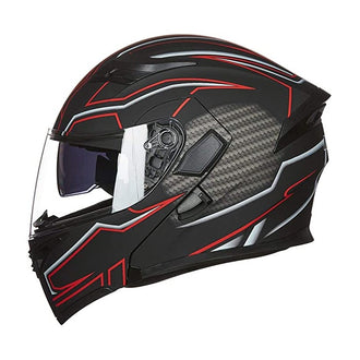 Modular Flip-Up Motorcycle Helmet- Black & red stripes