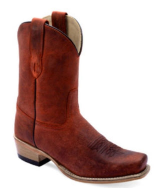 Ladie's Medium square toe Red Leather Western Boot 18146