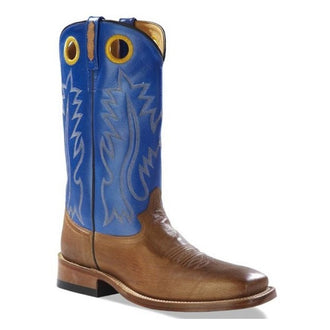 OLD WEST -Mens Tan Canyon Foot - Blue Shaft Broad Square Toe Boot BSM 1829