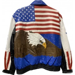 Men's Patriot Leather USA Bomber Jacket