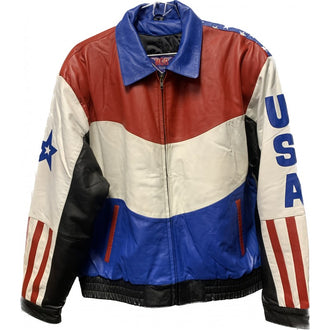 Men's Patriot Leather USA Bomber Jacket