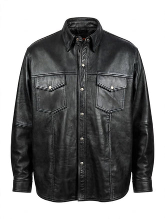 Men's 909 Black Sheepskin Leather Shirt
