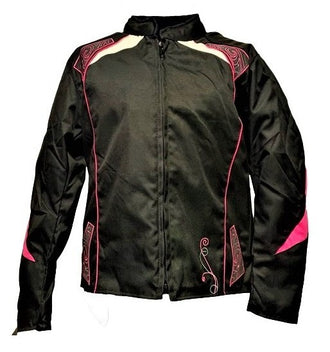 Ladies' Textile Armoured Motorcycle Jacket, Pink Black & White