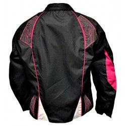 Ladies' Textile Armoured Motorcycle Jacket, Pink Black & White