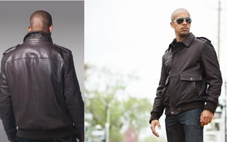 Men's Fashion Black Bomber Style Leather Jacket WBM2040