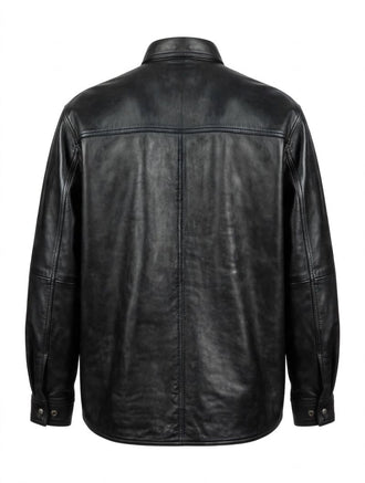 Men's 909 Black Sheepskin Leather Shirt