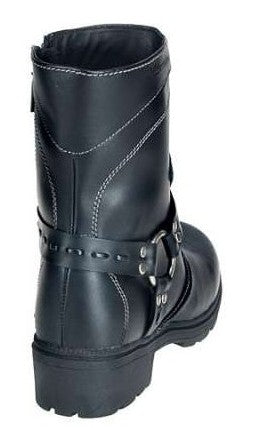 Milwaukee Boots: Women's Daredevil Black Leather Motorcycle Boots MVB239