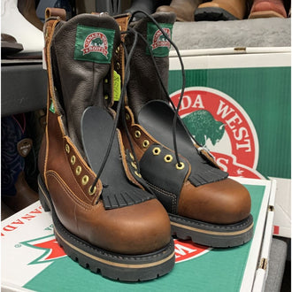 Climber Work Boot - Canada West "SUBSTANDARD" 34316 Insulated Pecan Tumbled Steel-Toe Lace Climber CSA Grade 1