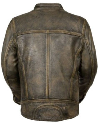 Mens Distressed Brown Leather Jacket with Venting 416 Jacket