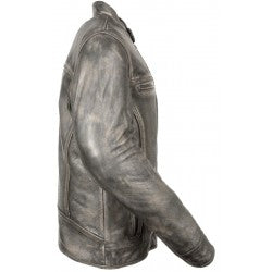 Men's Marbled Grey Leather Jacket with Venting 416 Jacket