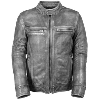 Men's Marbled Grey Leather Jacket with Venting 416 Jacket