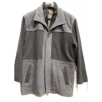 Casual Leather & Wool combo jacket black / gray 4802