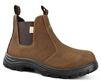 Tiger Men's Safety Boots Steel Toe CSA Lightweight Slip On Leather Work Boots 5925 Brown