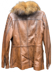 Ladies Leather Jacket, Imitation Fur Collar