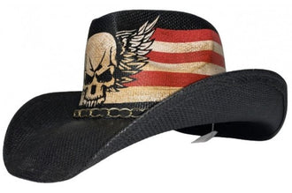 Skull 'n Flag Straw Cowboy Hat (Unisex)