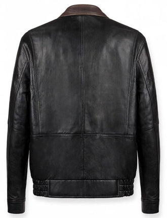 Men's Black & Brown Leather 700 Bomber Jacket