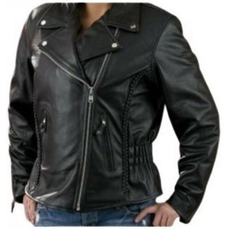 Ladies Braided/ Studded Leather Jacket by Cruiser