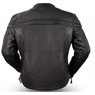 Men's Sporty Scooter Crossover Leather Jacket - 969AK