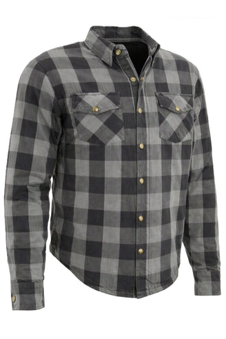 Men's Snap-Up Grey/Black Plaid Riding Shirt MPM 1630