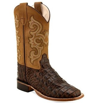 Oldwest Children's & Youth's Faux Horn Back Gator Print Boots BSC 1832