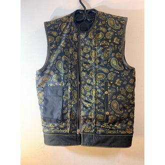 Mens Honey Comb black leather Gold stitch Vest