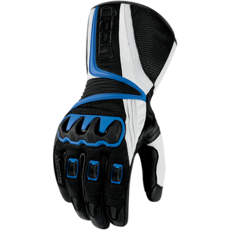 Icon Compound Mesh Long Motorcycle Gloves Blue