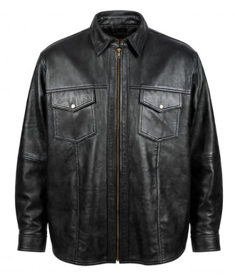 Men's 910 Black Sheepskin Leather Shirt