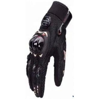 Full Fingered Armoured Biker Gloves - Red, Black & Blue