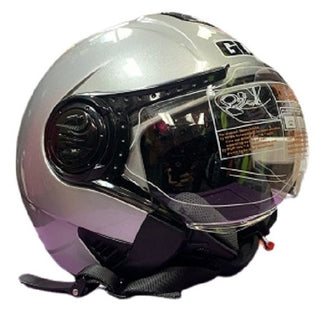 GDR Silver Metallic Open Face Helmet