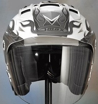GM27S Motorcycle Helmet An Open-Face with Silver Flame - GMAX