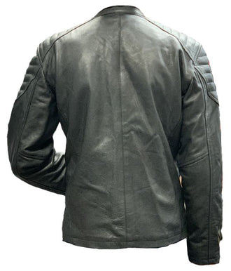 Men's Black Leather Motorcycle Jacket M 701