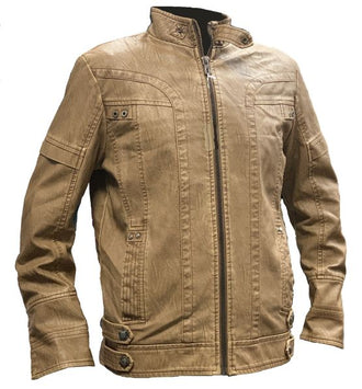Men's Distressed Tan Leather Motorcycle Jacket M 702
