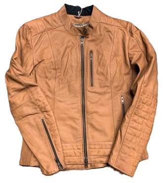 Men's Dk. Tan Leather Motorcycle Jacket M 703