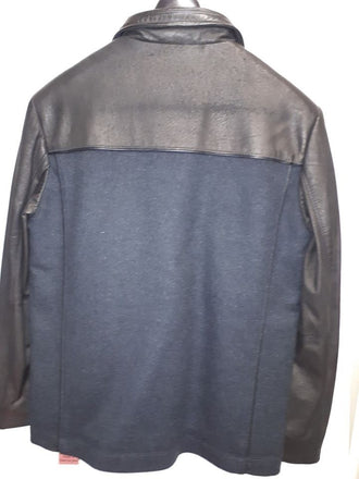 Casual leather & Wool combo jacket black /black