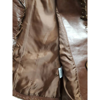Ladies tiedown leather jacket Chocolate Brown