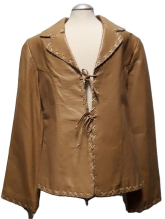 Ladies tiedown leather jacket Honey