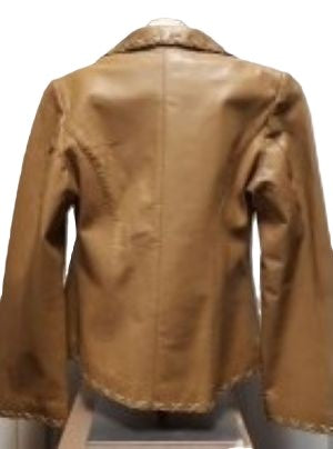Ladies tiedown leather jacket Honey